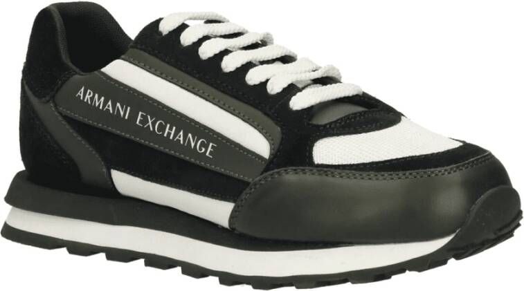 Armani Exchange Heren Sneakers van Leer en Stof Green Heren