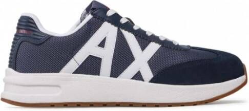 Armani Exchange Lederen sneakers met een groot logo Blauw Heren