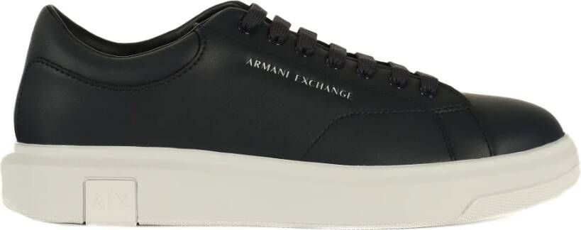 Armani Exchange Leren Logo Sneakers Blue Heren