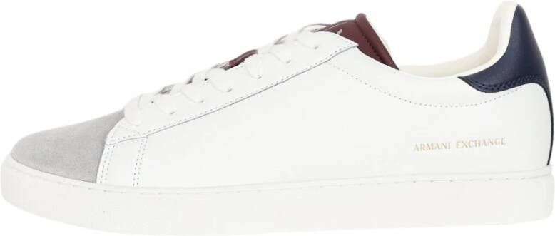 Armani Exchange Witte leren lage profiel sneakers voor heren White Heren