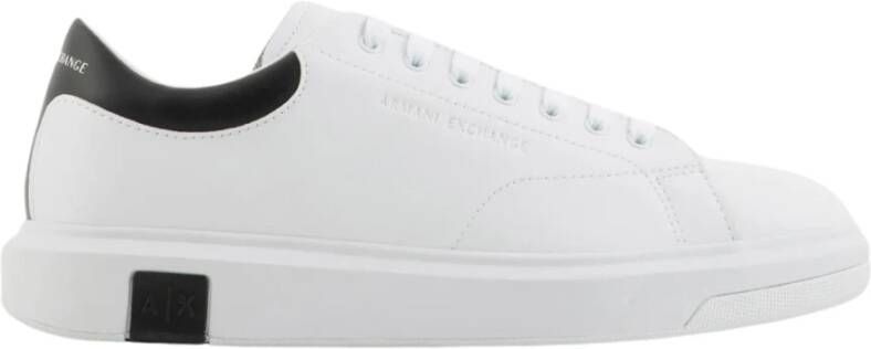 Armani Exchange Witte Leren Sneakers Lage Profiel White Heren