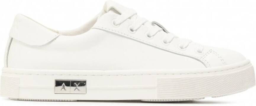 Armani Exchange Witte Leren Sneakerschoenen White Dames