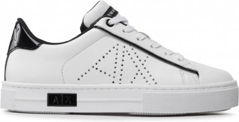 Armani Exchange Witte Leren Veterschoenen Aw22 White Dames