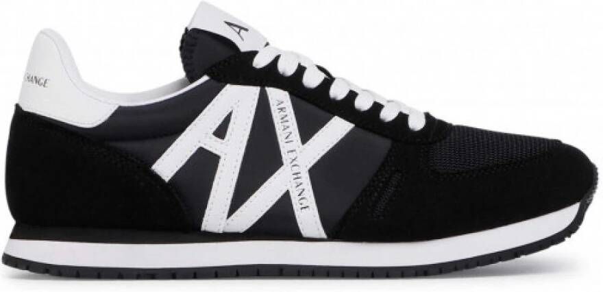 Armani Exchange Zwarte en witte canvas sneakers Black Heren