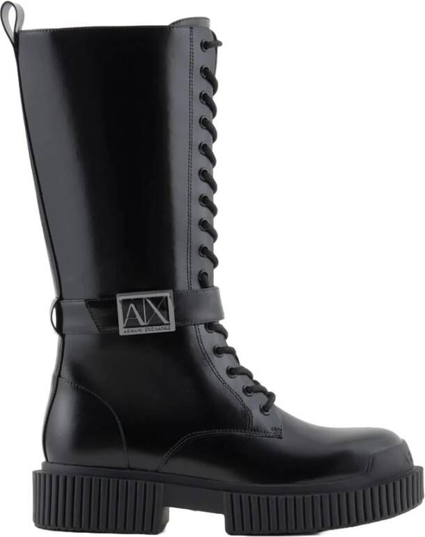 Armani Exchange Zwarte laarzen met vierkante hak Black Dames