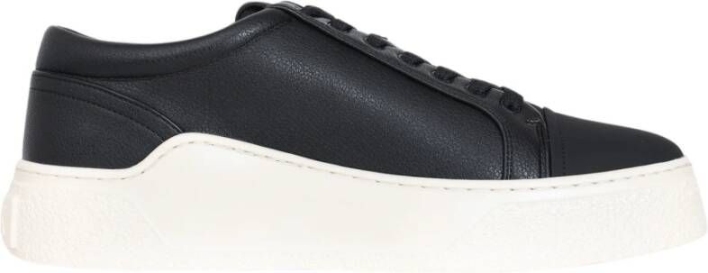 Armani Exchange Zwarte leren logo sneakers Black Heren