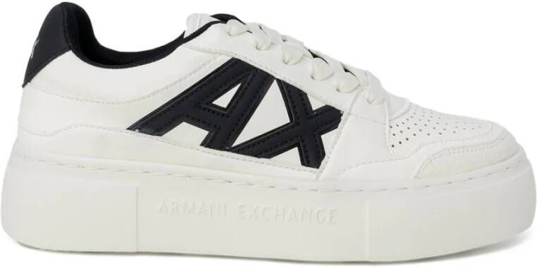 Armani Exchange Zwarte Leren Sportieve Sneakers Vrouwen Black Dames