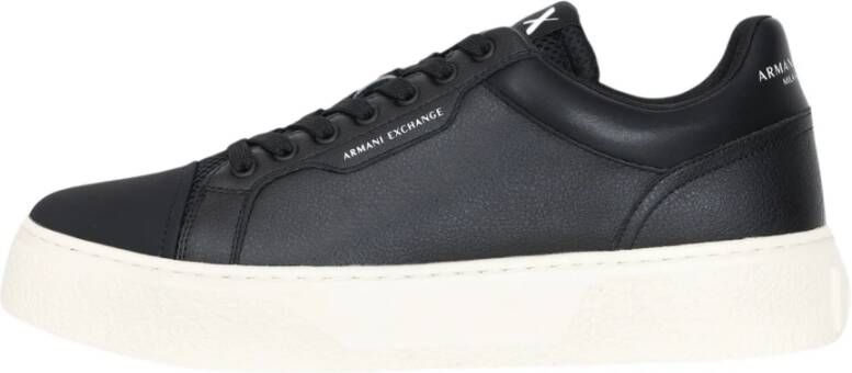 Armani Exchange Zwarte Retro Lage Sneakers Black Heren