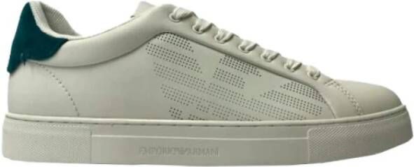 Armani Logo Sneakers in Blauw en Wit White Heren