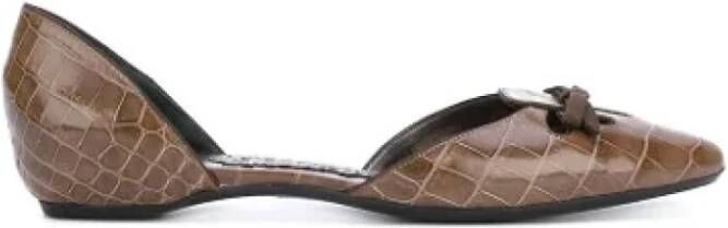 Armani Pre-owned Leather flats Brown Dames