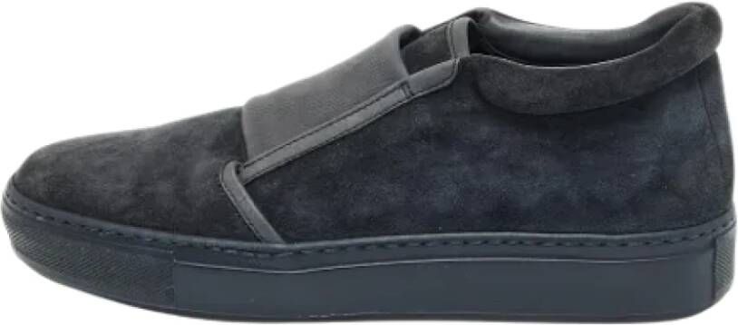 Armani Pre-owned Leather sneakers Blue Heren