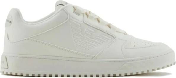 Armani Witte Logo Sneakers met Gegraveerd Logo White Heren