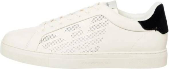 Emporio Armani Leren Vetersluiting Sneakers Effen Patroon White Heren