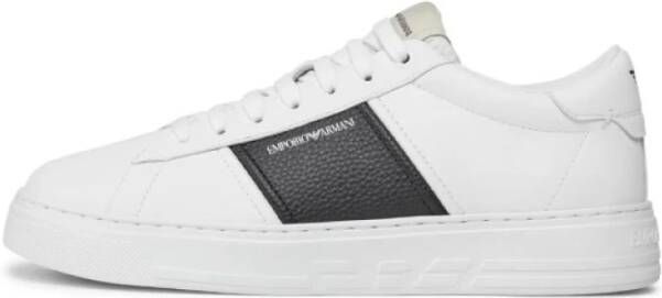 Armani Zwarte Band Sneakers White Heren