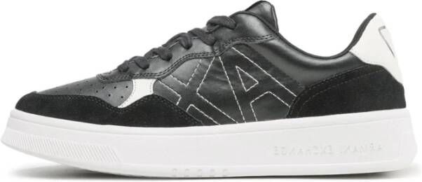 Armani Zwarte Sneakers met Suede Inzetstukken Zwart Heren