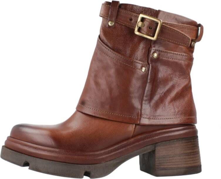 a.s.98 Stijlvolle Enkellaarsjes met Gespdetail Brown Dames