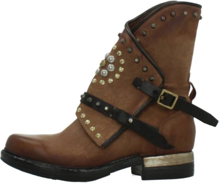 A.s.98 Stijlvolle Veterschoenen met Gesp Brown Dames