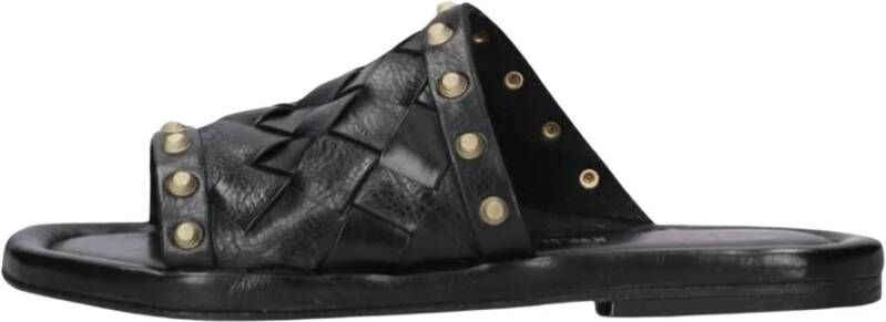 a.s.98 Zwarte Modieuze Slippers met Gouden Studs Black Dames