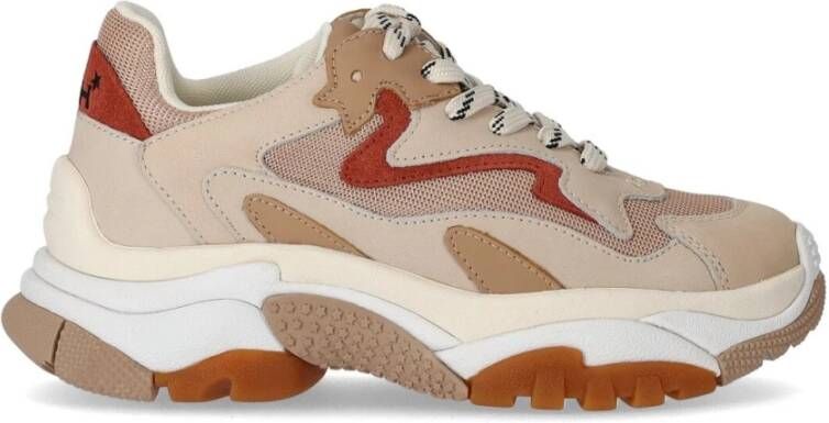 Ash Beige Leren en Mesh Sneaker met Suede Inzetstuk Beige Dames