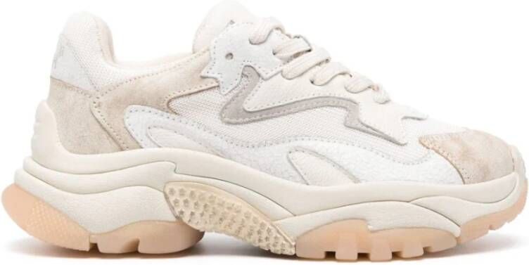 Ash Beige Leren Sneakers Dikke Zool Italië Beige Dames