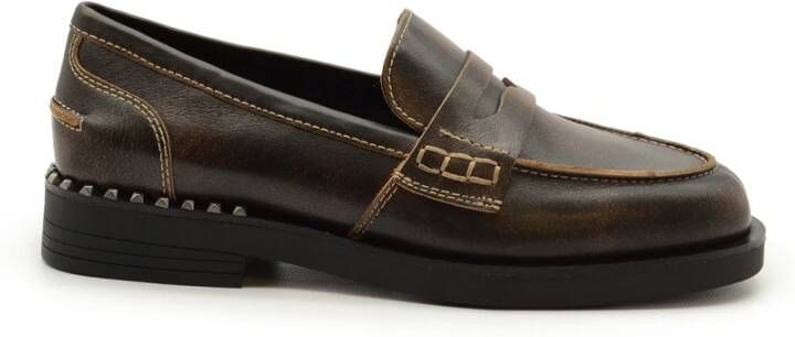 Ash Bruine leren mocassin met studs Brown Dames