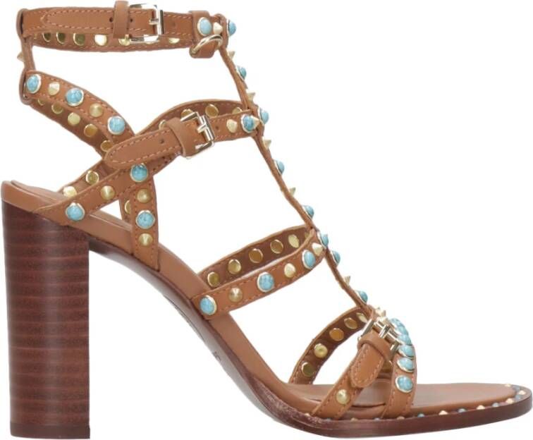 Ash Bruine Leren Sandalen met Stenen Brown Dames