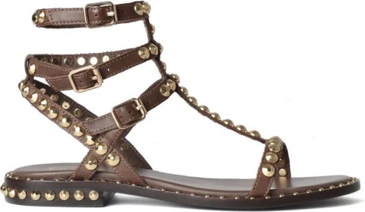 Ash Bruine Leren Stud Sandalen Bruin Dames