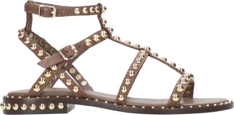 Ash Bruine Studs-Verfraaide Leren Sandalen Bruin Dames