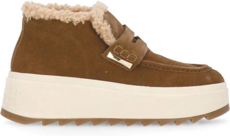 Ash Bruine Suède Loafer met Verhoogde Zool Brown Dames