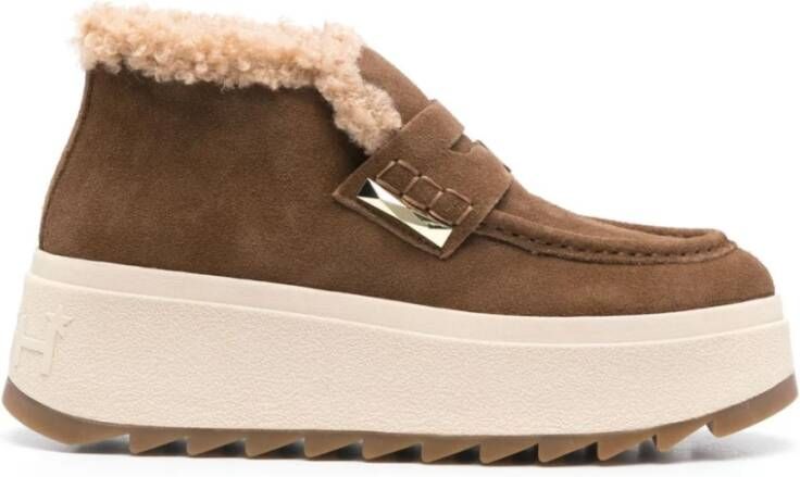 Ash Bruine Suède Loafer met Verhoogde Zool Brown Dames