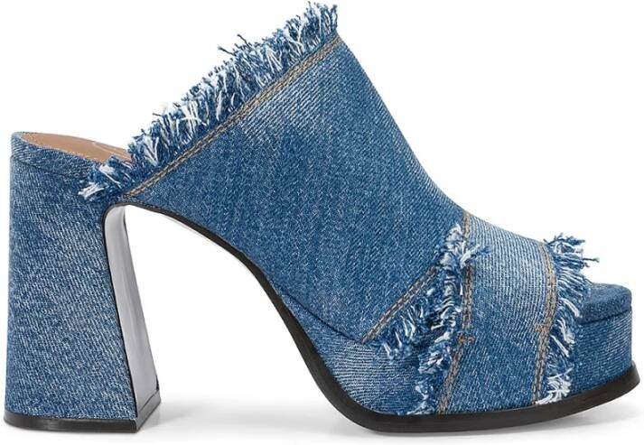 Ash Denim Fabric Peep-toe Mules Blauw Blue Dames