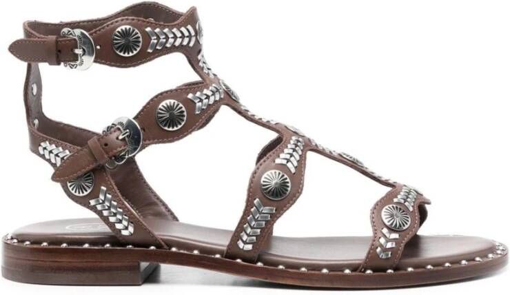 Ash Donkerbruine Lage Sandalen met Kooi Design Brown Dames