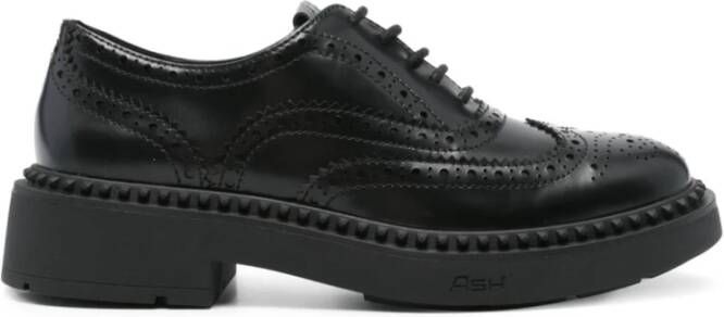 Ash Geperforeerde Zwarte Platte Schoenen Vetersluiting Black Dames