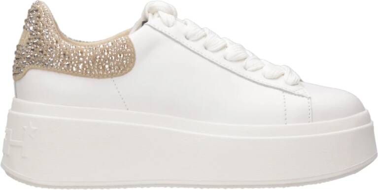 Ash Glitter Leren Veterschoenen White Dames