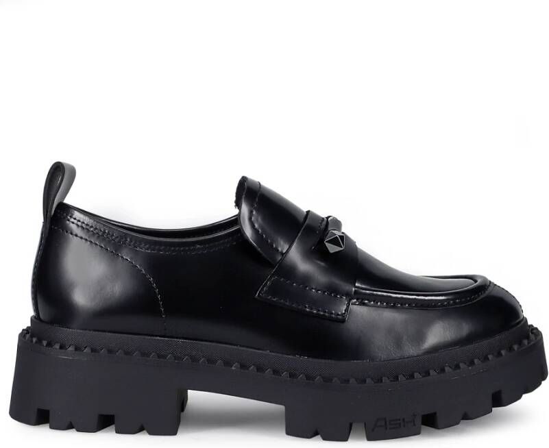 Ash Zwarte geborsteld leren loafer met lug zool Black Dames