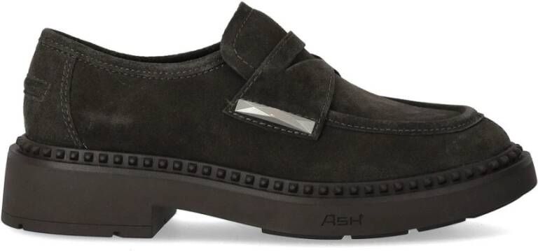 Ash Bruine Suède Loafers met Metalen Details Brown Dames