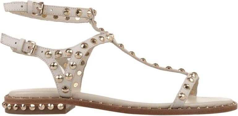 Ash Ivoor Leren Gouden Stud Sandalen White Dames