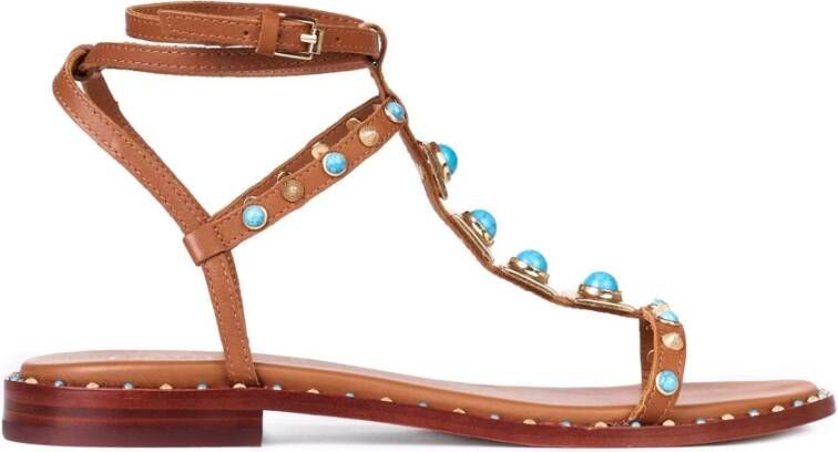 Ash Kaneel Ariel Goud Leren Sandalen Brown Dames