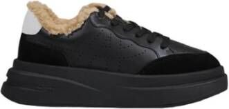 Ash Zwarte Leren Sneakers met Geperforeerde Details Black Dames