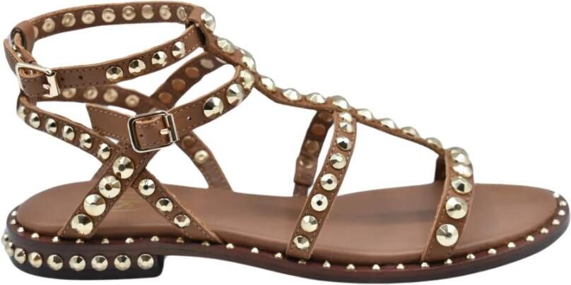 Ash Platte Sandalen van Zacht Leer Brown Dames