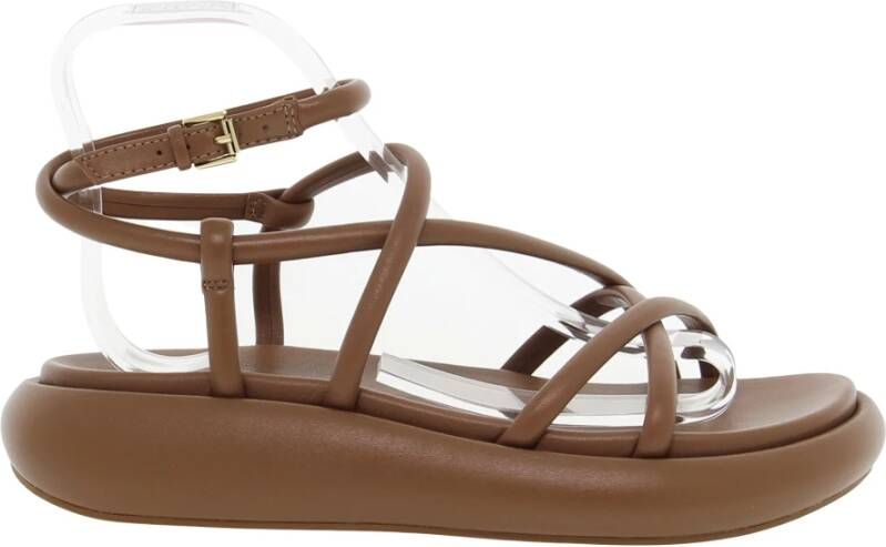 Ash Platte sandalen van zacht leer met kwastje Brown Dames