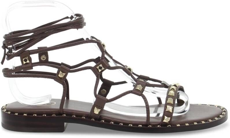 Ash Platte sandalen voor vrouwen van leer Brown Dames