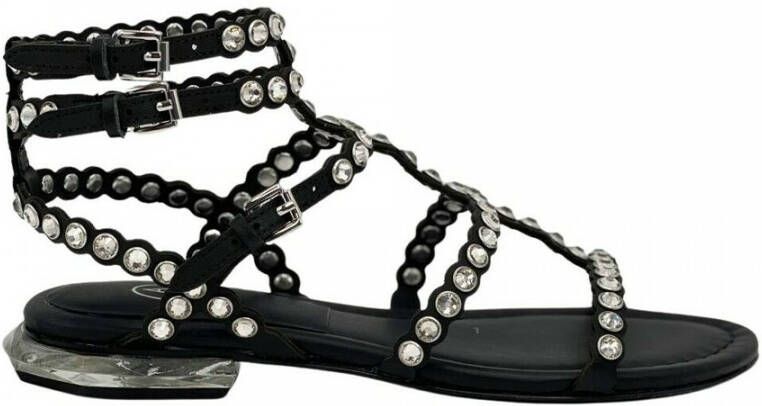 Ash S a Zwarte Platte Sandalen Zwart Dames