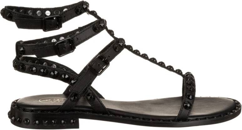 Ash Modieuze Leren Platte Sandalen voor Dames Zwart Dames