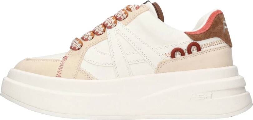 Ash Witte Beige Leren Sneaker met Dubbele Tong White Dames