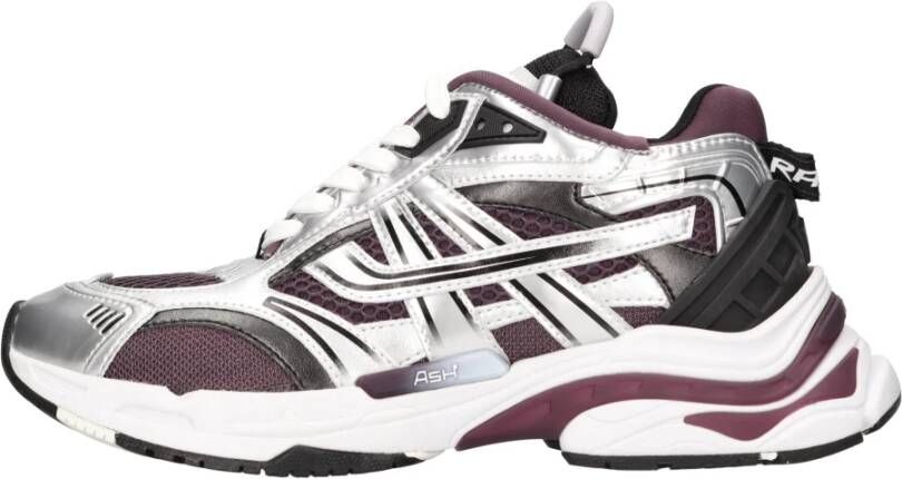 Ash Sportieve Race Sneaker met Patent Silver Black Plum Design Purple Dames