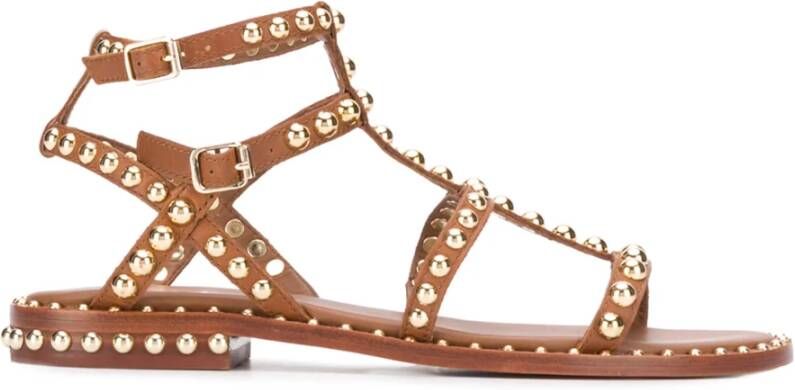 Ash Studded Bruine Leren Sandalen Brown Dames