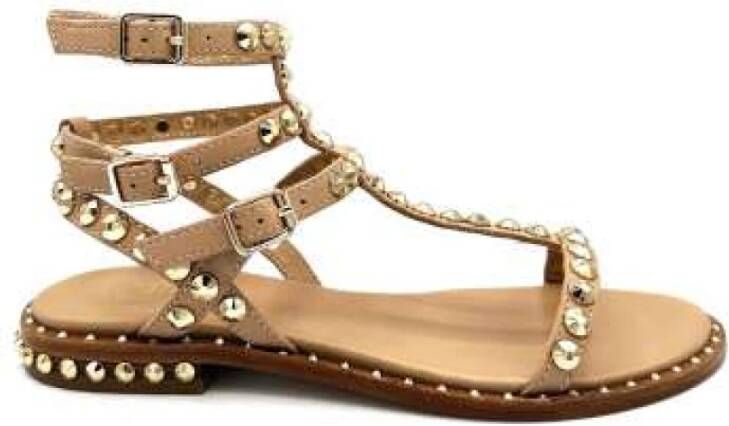 Ash Studded Leather Sandal Beige Dames