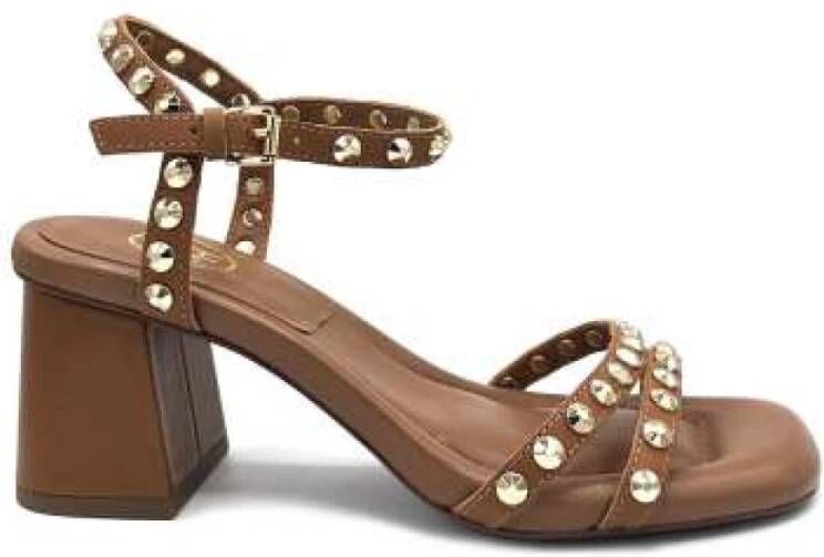 Ash Studded Leather Sandal Brown Dames