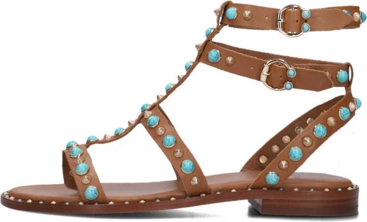 Ash Studded Leather Sandals Brown Dames